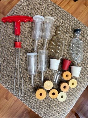 Vintage Assorted Making Wine Craft Beer Airlock Stopper Cork Puller Tool Bundle